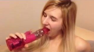 Big tit blondie plays with dildo for a guy 3