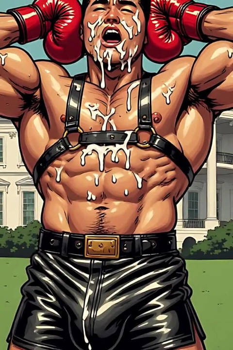 Asian Cum Covered Muscle Men Art