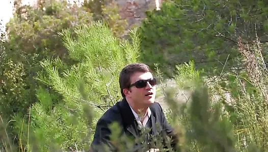 Two hot girls caught in the countryside licking pussy and fucked