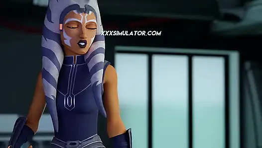 Kaki telanjang Ahsoka membelai batangnya sampai muncrat ke seluruh tubuhnya