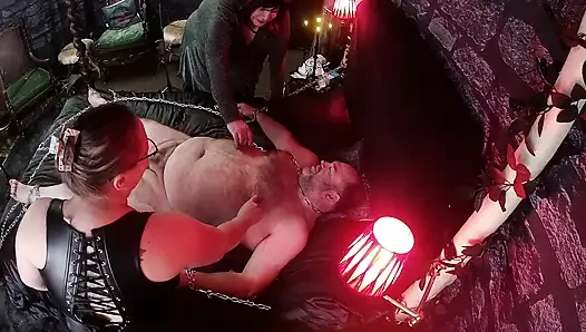 Part 3:- Domina Satana takes Booboo in the vamp room for a date with Stephanie Nicole TV.