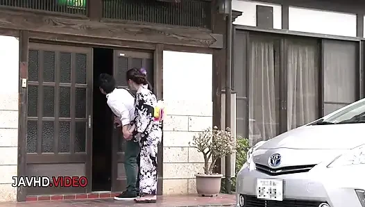 Kimono babe fucked hard and made to swallow big time