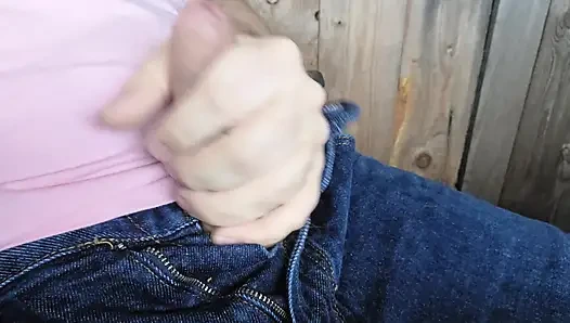 Swedish guy jerks thick dick in little hunting cabin