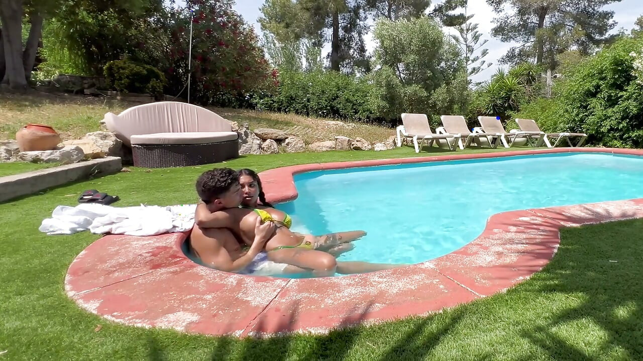 Neighbor Peeking at Us While We Have Sex in the Garden Pool - Yasmina Khan - Brady Bud