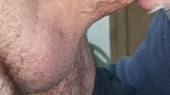 My Oldman fat ugly friend sucking and eating my cum again