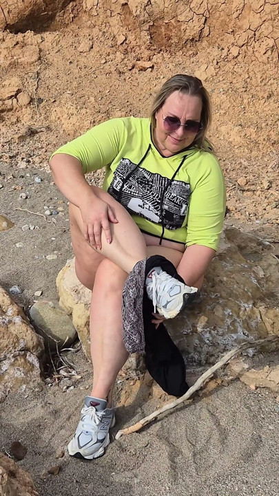 Horny Wife Masturbates on the Beach