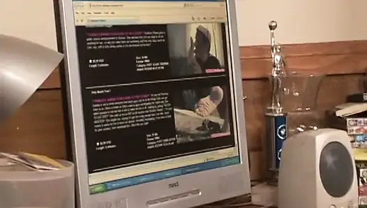 Hot black chick sucks white cock in office