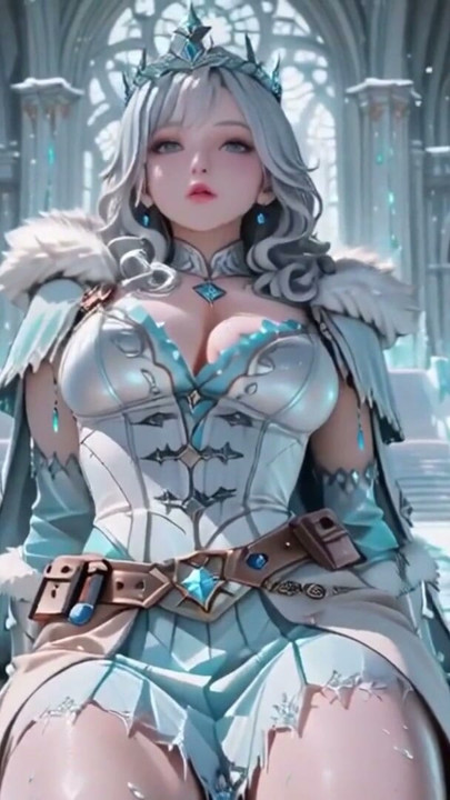 은발의 얼음 여왕! 얼어붙은 성에서 무릎을 꿇고, 차가운 갑옷 속에 숨겨진 수많은 비밀. 가슴에 손을 올리고, 깨물며… | 클립 1