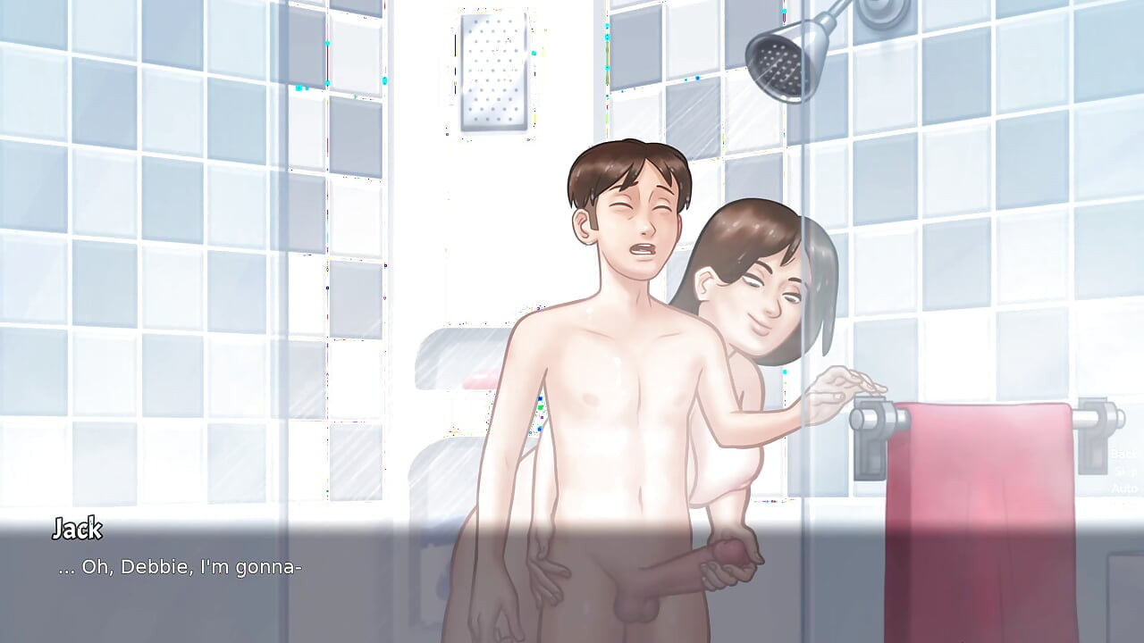 Stepson shower with MILF Stepmom Debbie and had kinky session (Summertime Saga)