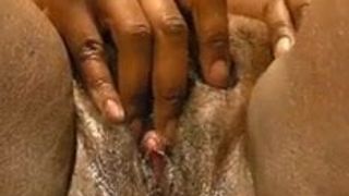 ebony solo play cumming hard with clit contractions