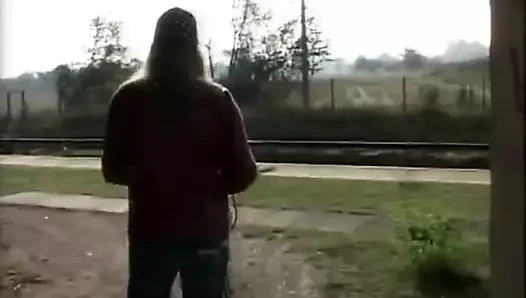 Scandalous real German BBW getting cum splashed on her face in front of everyone