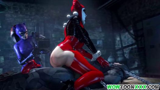 Сексуальная задница Harley Quinn скачет на хуй Бэтмена