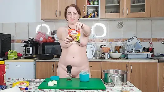 Real Naturist Kitchen: Cooking BBQ Marinade Completely Naked
