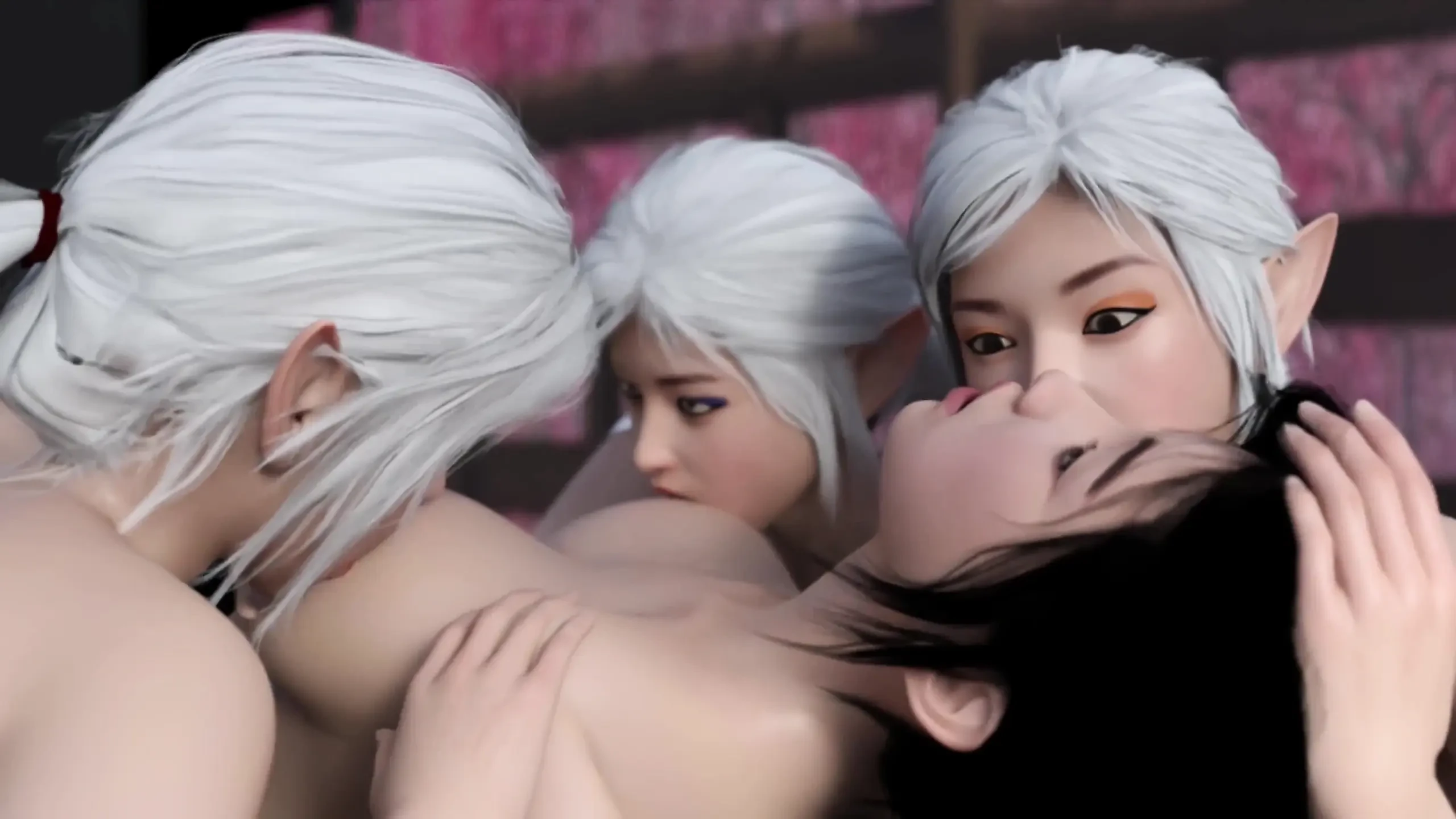 Fggb японско момиче гангбангнато и чукано със страп-он от елфи