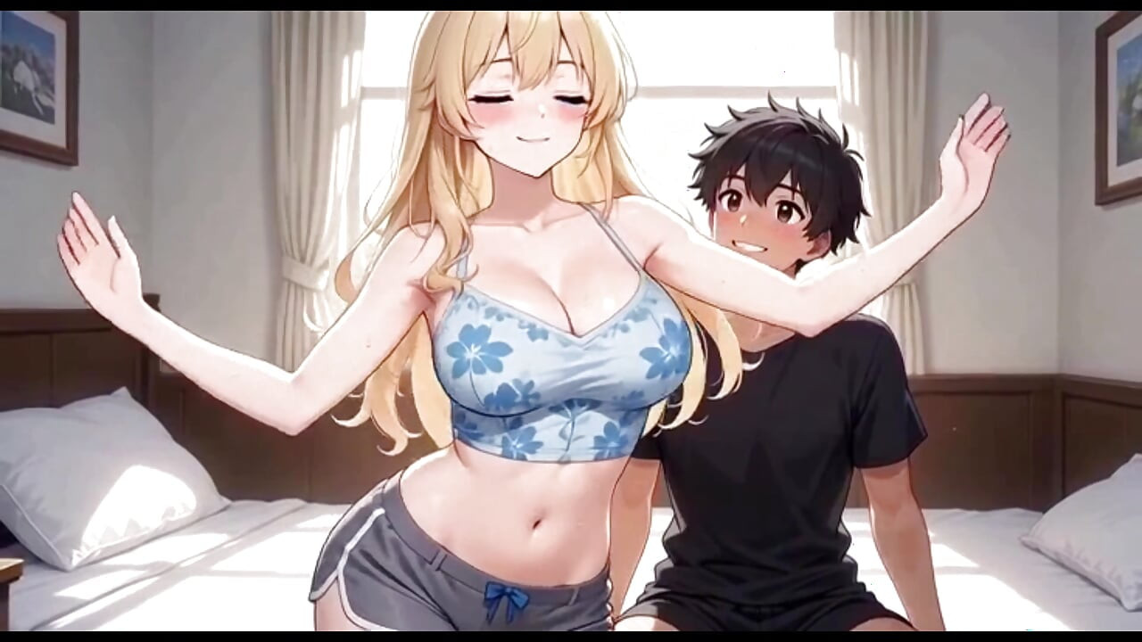 Blonde girl having fun