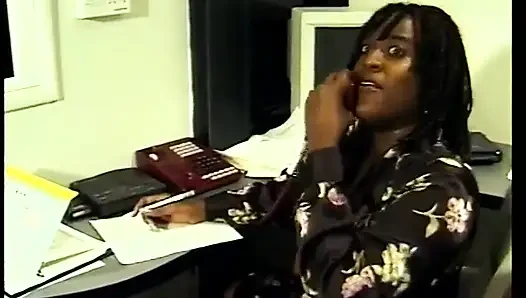Black couple takes a break for hardcore fucking in the office