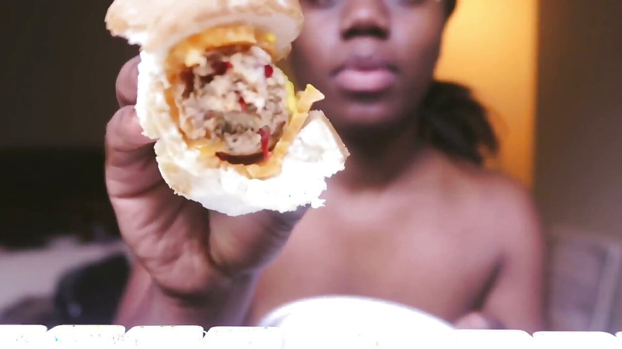 Topless Eating Food