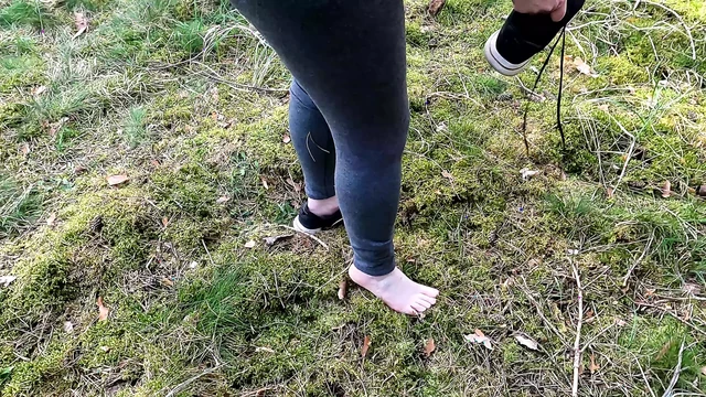 Completely naked tits punished in the woods
