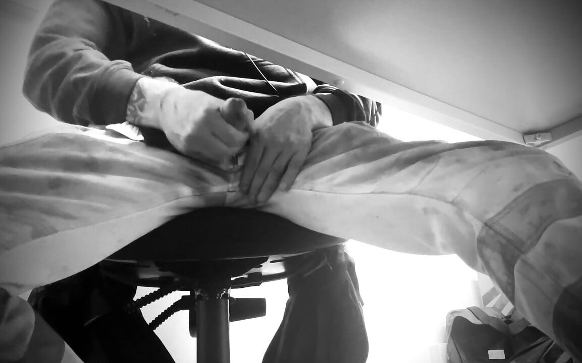 Under desk masturbation with camera