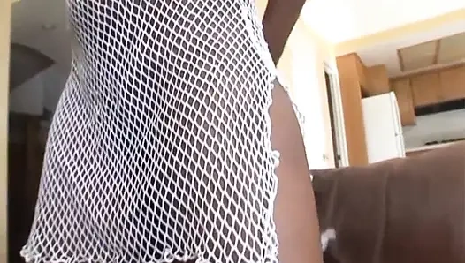 Ebony babe gets fucked on the couch by BBC