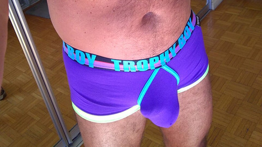 Walking around in my Trophy Underwear showing big bulge!