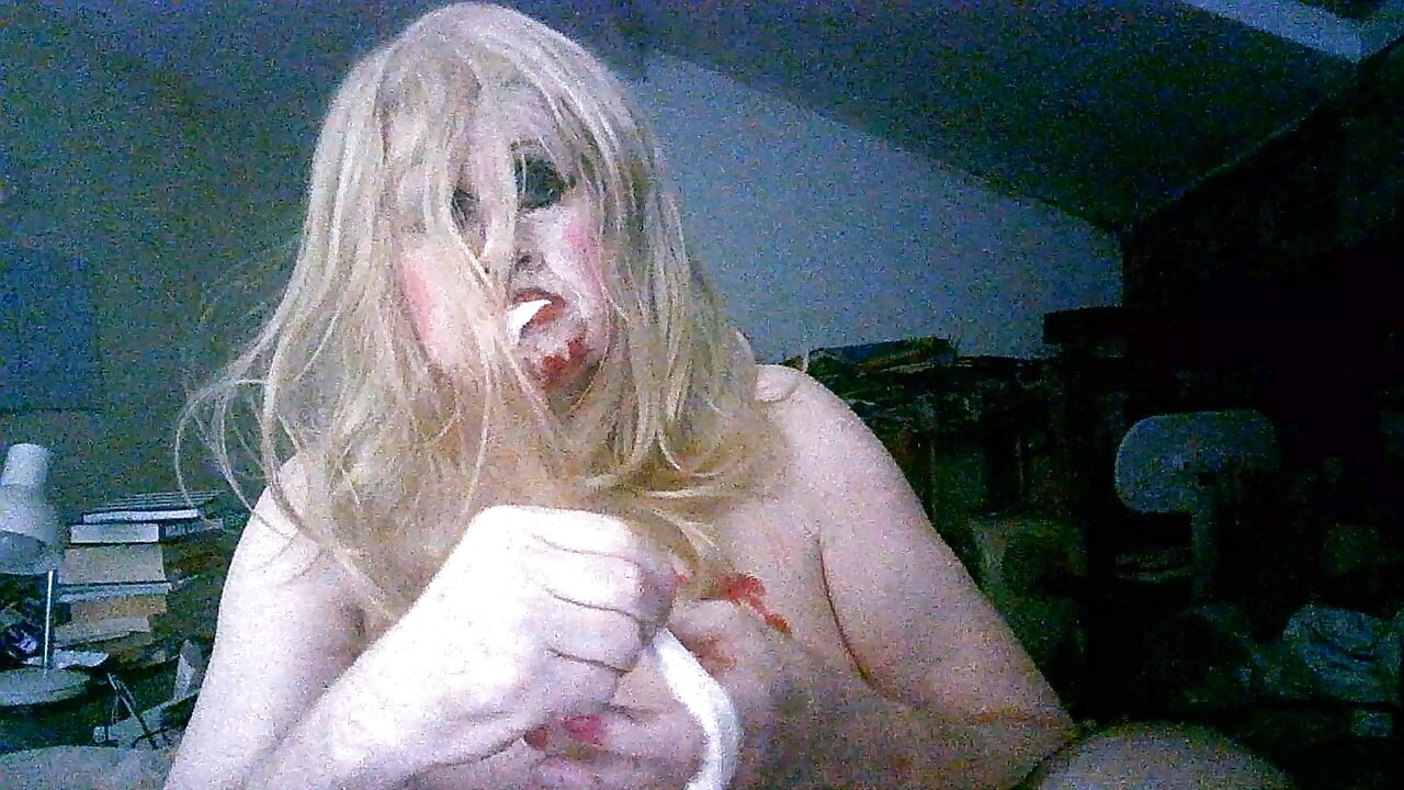 Shameless old cumslut slag Sarah, smokes drinks dogger's cum from used condom and own piss