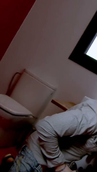 Shagging  a hairy naughty milf in the ass in a buddy's toilet | Clip 1