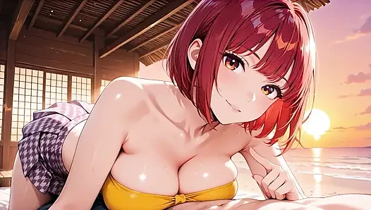 Kamu nggak akan pernah menebak seberapa dalam cewek hentai rambut merah ini saat matahari terbenam