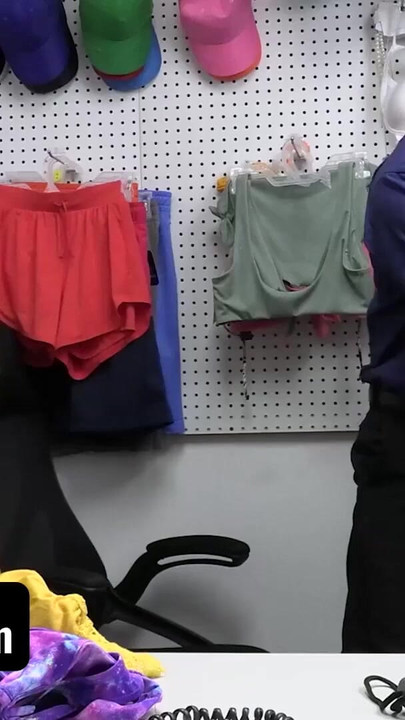 Thrilling moment from "Two Teen Whores Steal, Get Caught And Get Punished - Goldie Glock And Maya Farrell - Shoplyfter"