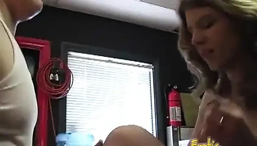 Slim brunette minx makes a fat stud cum on her sex feet