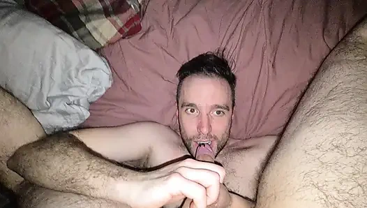 Assisted self suck flaccid cock - uncut raw.mp4