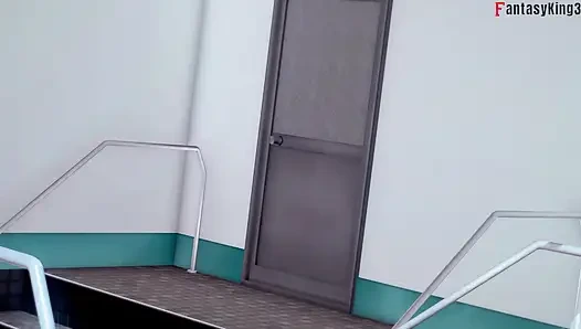 Rias & Akeno Thresome while phonecall and Akeno fucked in public Pool - DXD NTR Madness Series