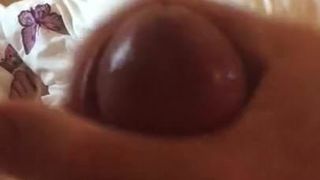 Oiled cock ring wank