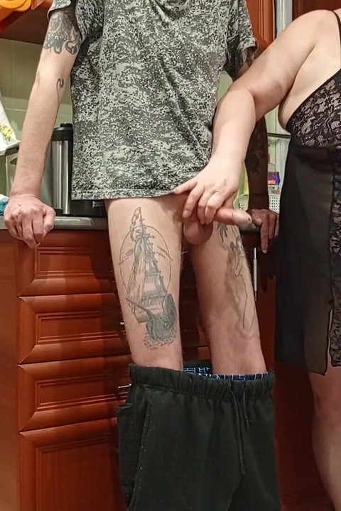 Mother-in-law Sucks My Dick and Jerks off While We Are Alone at Home