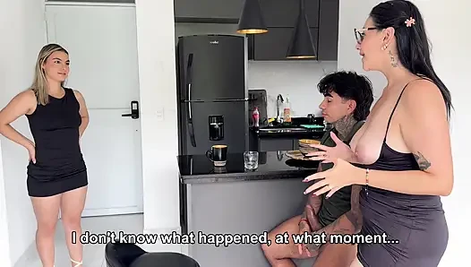 Horny stepmom fucks her stepdaughter's boyfriend behind her back