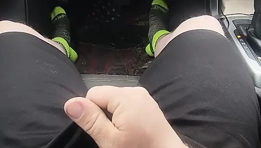 Public Cum in Blue Panties.