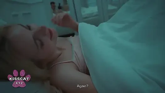 Üvey Anne Üvey Babasını Üvey Kızı Amber Kawaii'nin Içine Boşalarken Yakalıyor Ve Paylaşılan Yatakta Sert Sikişiyor