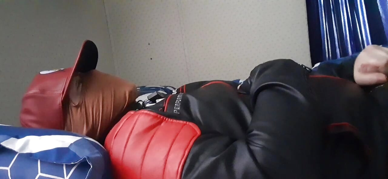 Leather Biker Locked in Chastity