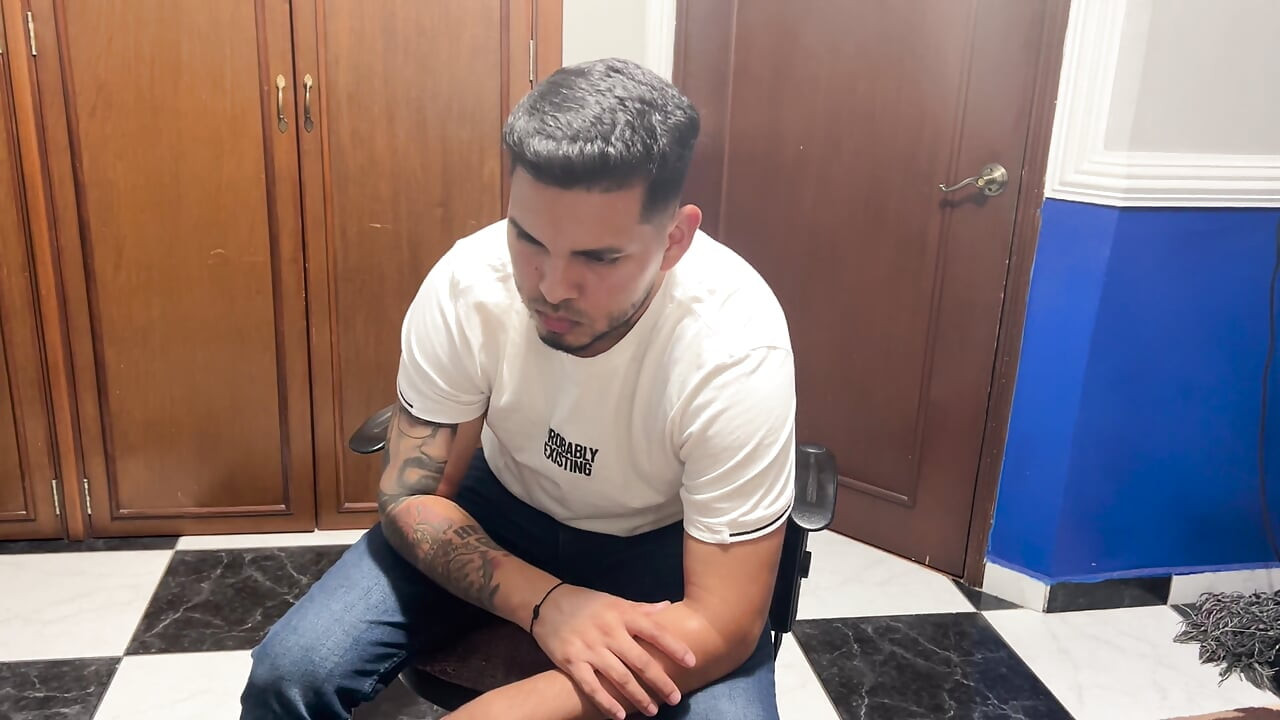 Friend Christian turns him on showing his big bulge