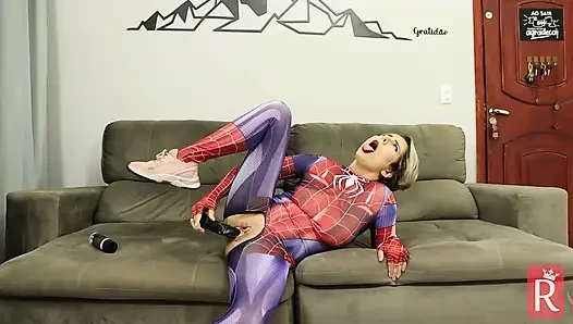 Spider girl gets a anal toy fuck