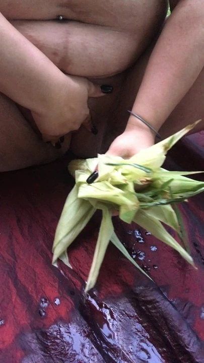 Fucking ear of corn while camping