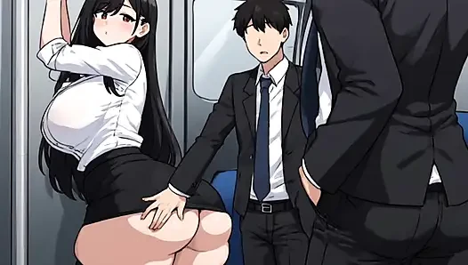 Anime kız trenle adamı baştan çıkarıyor