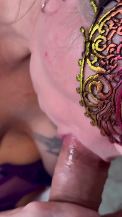 Wifey Gives Amazing Blowjob and Swallows a Gigantic Load - Closeup POV