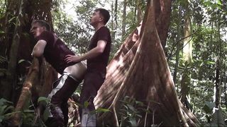 Randon пролива трахают в тропическом лесу