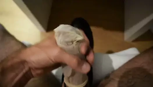 Naylon balerin içinde güzel boşalma