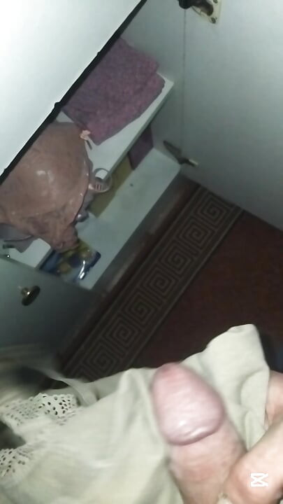 I jerk off and cumshot on my stepmom's and stepsister's panties and bras compilation