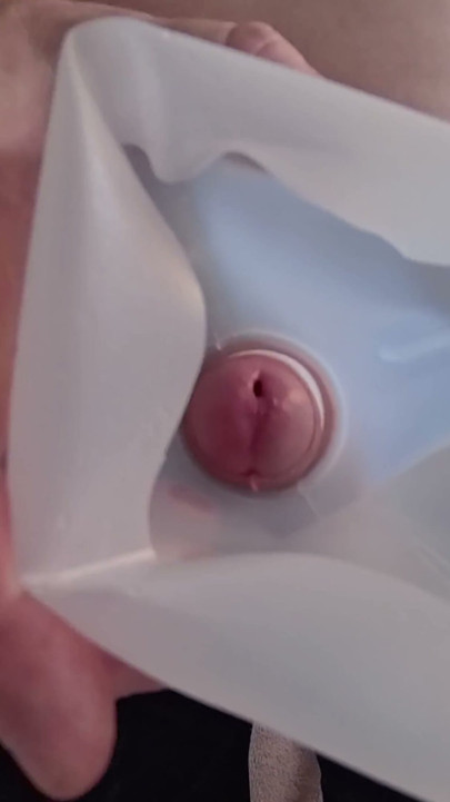 Straight guy gets his cock fucked in a milk bottle and cums hard. | Clip 1