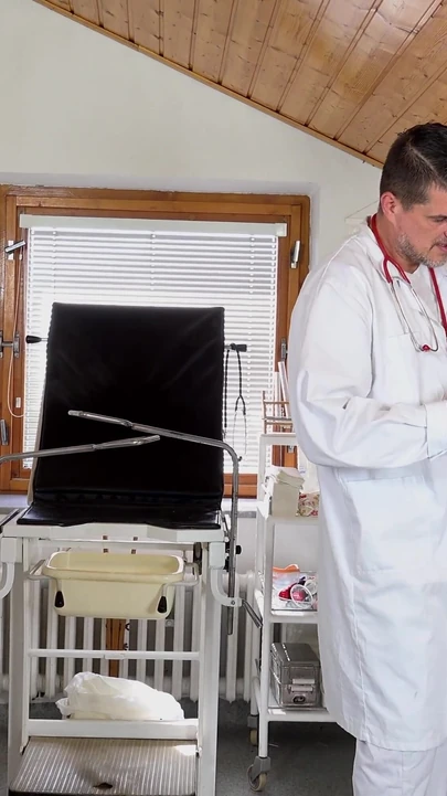 Iconic moment from "Anita Blanche examined and made to cum in gyno chair by two doctors"