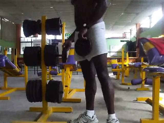 Hot daddy with a hard cock masturbates at the gym