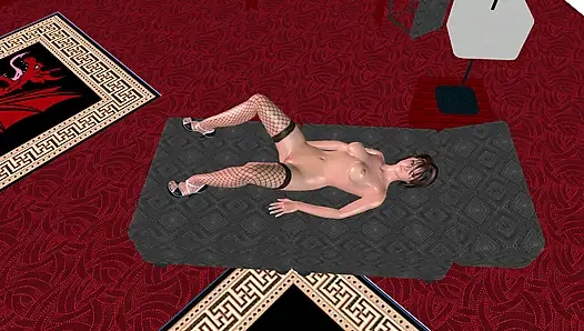 Animated 3D Cartoon Porn - Beautiful Girl Masturbating with Banana & Anal Plug on Bed Multiple Orgasms